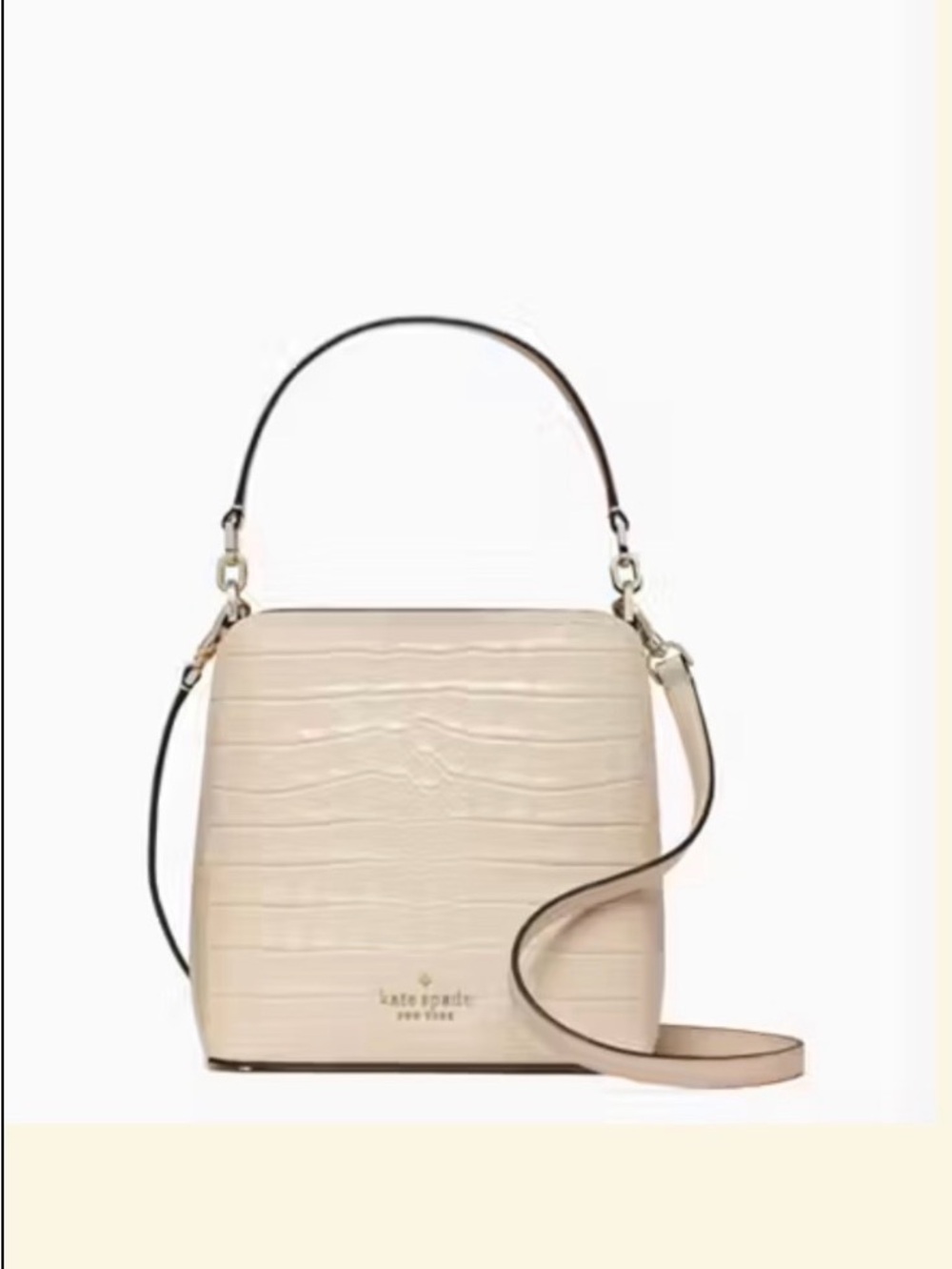 kate spade Cream Croc-Embossed Box Shoulder Bag